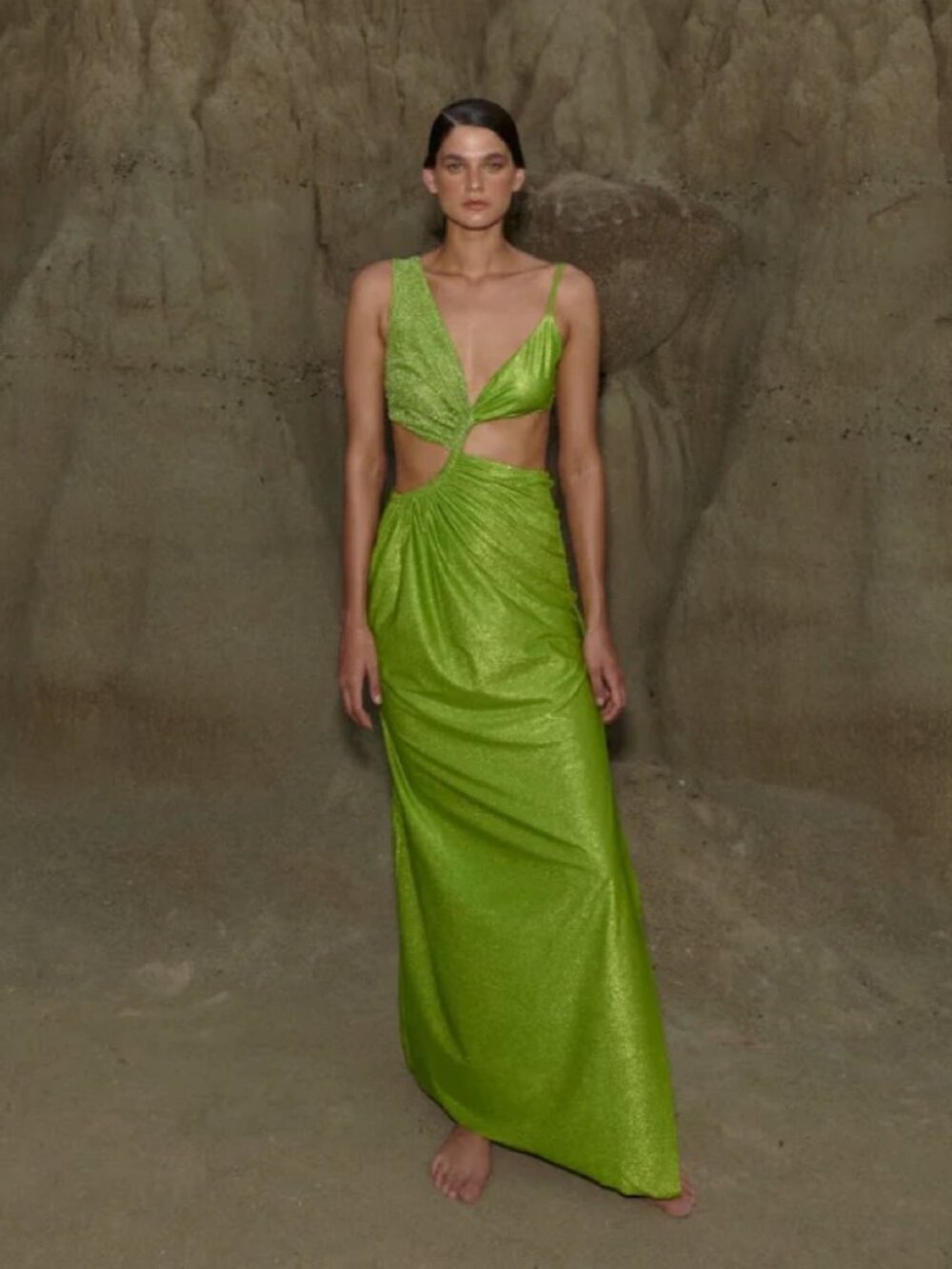 Baobab Dress W Cut Outs Green Maxi Size M